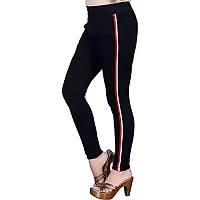 INFISPACE#174; Women  Girls Sporty White Line Slim Fit Stretchable Black Jeggings for Yoga, Gym and Sports (Waist: 26 to 32)-thumb4