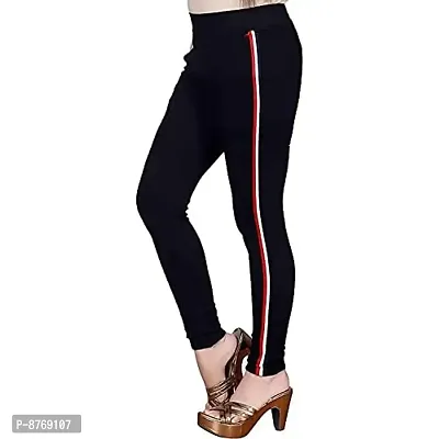 INFISPACE#174; Women  Girls Sporty White Line Slim Fit Stretchable Black Jeggings for Yoga, Gym and Sports (Waist: 26 to 32)-thumb5