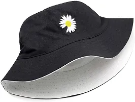 INFISPACE#174; Unisex Reversible-Two Sided Little Daisy Floral Print Summer Travel Beach Hat (White)-thumb1