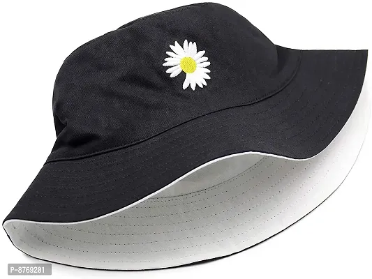 INFISPACE#174; Unisex Reversible-Two Sided Little Daisy Floral Print Summer Travel Beach Hat (White)-thumb2