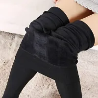 INFISPACE Winters Black Velvet Floral Printed Jeggings with Thick Warm Fleece Fur Inside (Fits Upto 34 Waist Size)-thumb1