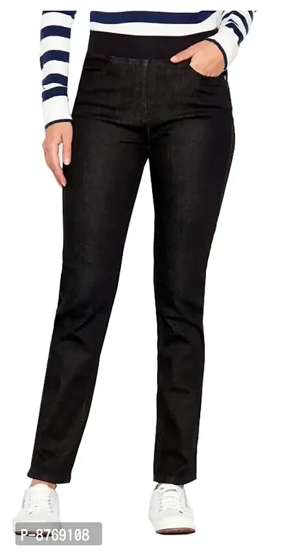 INFISPACE Winters Black Velvet Floral Printed Jeggings with Thick Warm Fleece Fur Inside (Fits Upto 34 Waist Size)-thumb0