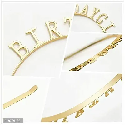 INFISPACE Golden Metal Birthday Girl Tiara Headband for Girls-thumb2