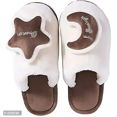 Infispace#174; Unisex Sun  Moon Theme Warm Indoor Plush Slippers Shoe (Brown, numeric_7)-thumb0
