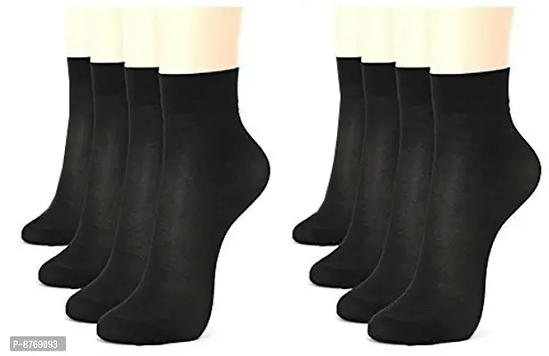Infispace#174; Girls Ultra-Thin Transparent Nylon Summer Thumb Socks (Black, Pack of 10, Free size)