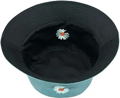 INFISPACE#174; Unisex Reversible-Two Sided Little Daisy Floral Print Summer Travel Beach Hat (Aqua)-thumb1