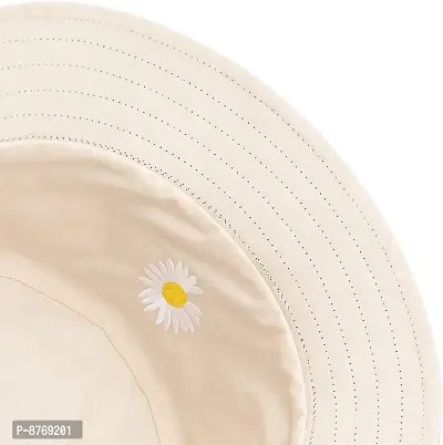 INFISPACE#174; Unisex Reversible-Two Sided Little Daisy Floral Print Summer Travel Beach Hat (White)-thumb4
