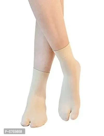 Infispace#174; Girls Ultra-Thin Transparent Nylon Summer Thumb Socks (Black + Beige, Pack of 10, Free size)-thumb2