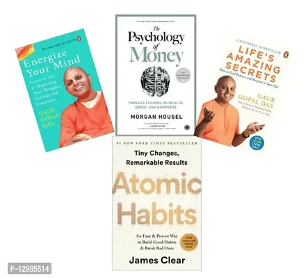 atomic habit + psychology of money + energize your mind + life amazing secrets (english