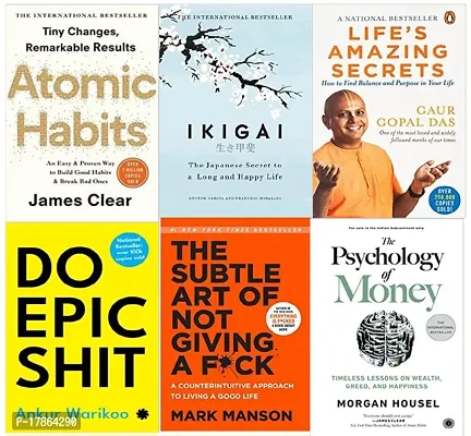 atomic habit + ikigai + do epic shit +life s amazing secerets + the subtle art of not givind a fock + the psychology of money(paperback + english)