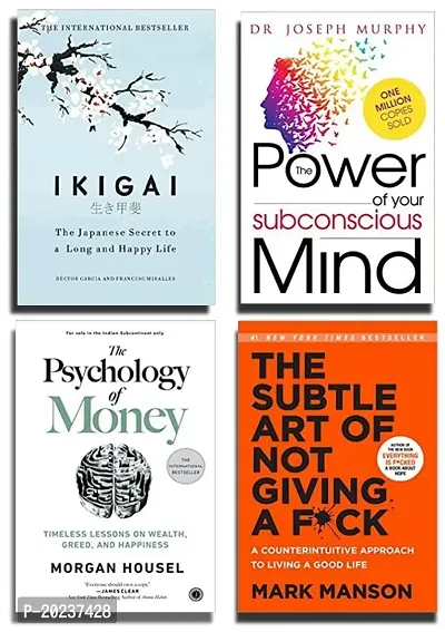ikigai + the power of your subconscious mind + the psychology of money + the subtle art of not giving a fuck[best of 4 book combo]paperback