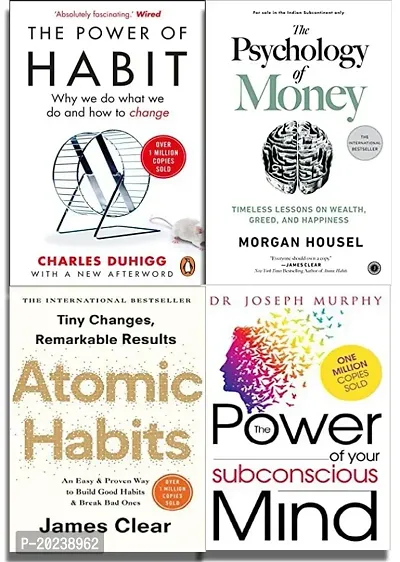 the power of habit + the psychology of money + atomic habits + the power of your subconscius mind [best of 4 book combo]paperback