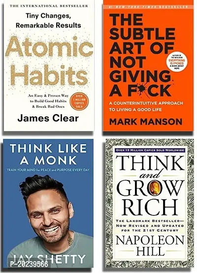 atomic habits + the subtle art of not giving a fuck + think like a monk + think and grow rich[best of 4 book combo]paperback