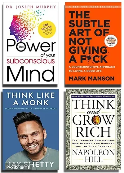 the power of your subconscious mind + the subtle art of not giving a fuck + think like a monk + think and grow rich [best of 4 book combo]paperback