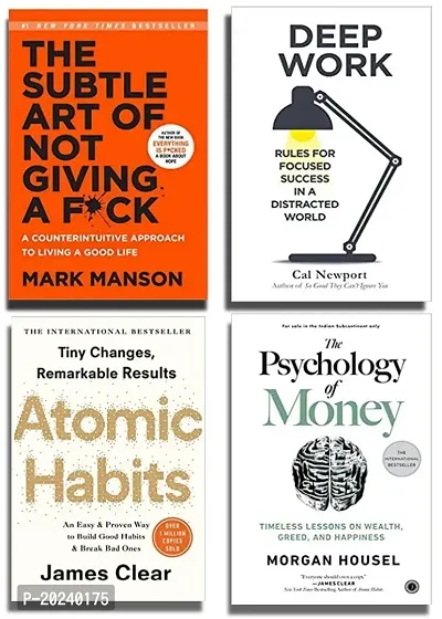 the subtle art of not giving a fuck + deep work+ atomic habits + th psychology of money[best of 4 book combo]paperback