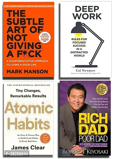 the subtle art of not giving a fuck + deep work + atomic habits + rich dad poor dad[best of 4 book combo]paperback