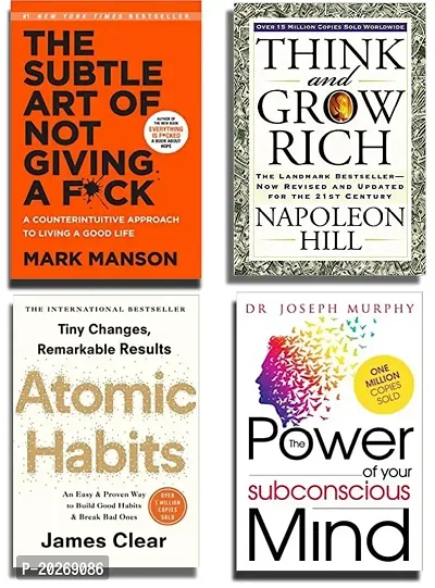 the subtle art of not giving a fuck + think and grow rich + atomic habits + the power of your subconsious mind[best of 4 book combo]paperback