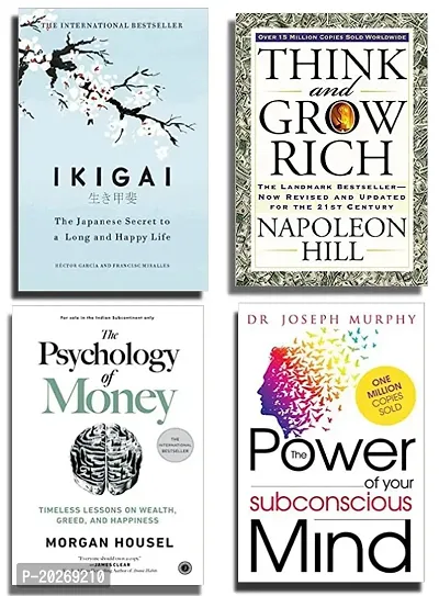 ikigai + think and grow rich + the psychology of money + the power of your subconscious mind{best of 4 book combo]paperback