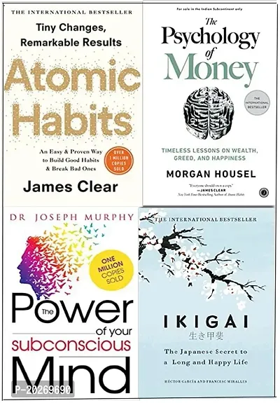 atomic habits + the psychology of money + the power of your subconscious mind + ikigai [best of 4 book combo] paperback
