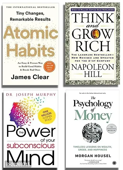 atomic habits + the psychology of money + the power of your subconscious mind + think and grow rich[best of 4 book combo]paperback