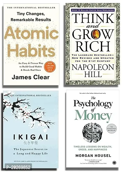 atomic habits + the psychology of money + think and grow rich + ikigai[best 4 book combo paperback]
