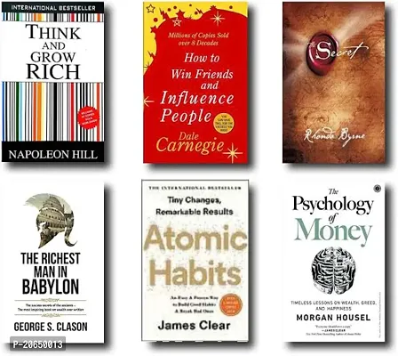 think and grow rich + how to win friends and influence people + secret + the richest man in babylon + atomic habits + the psychology of money [best of 6 book combo paperback]-thumb0