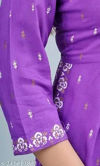 LIYORA Women's Heavy Rayon Printed Naira Cut Regular Fit Kurta (Large, Purple)-thumb4