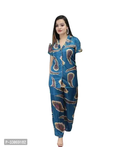 Stylish Satin Top and Pyjama Nighty For Women-thumb0