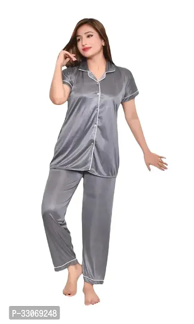 Stylish Satin Top and Bottom Nighty For Women-thumb0