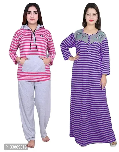 Stylish Top and Bottom with Nighty For Women Combo