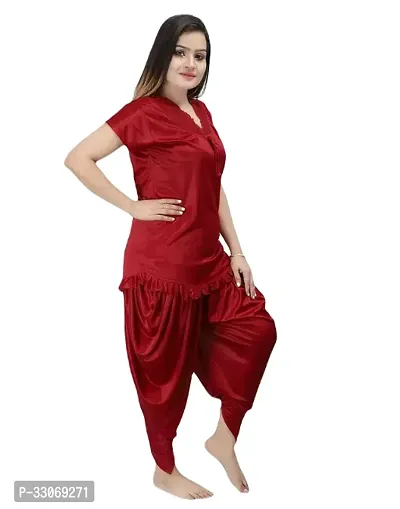 Stylish Satin Top and Bottom Nighty For Women-thumb0