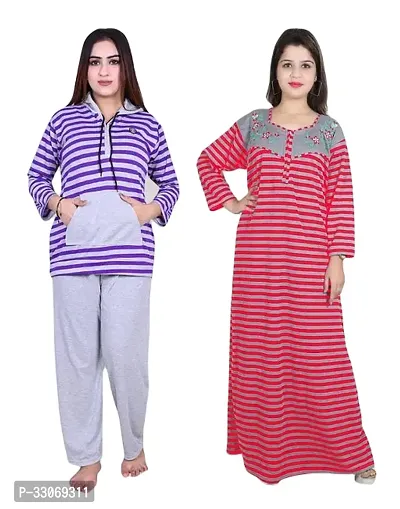 Stylish Top and Bottom with Nighty For Women Combo