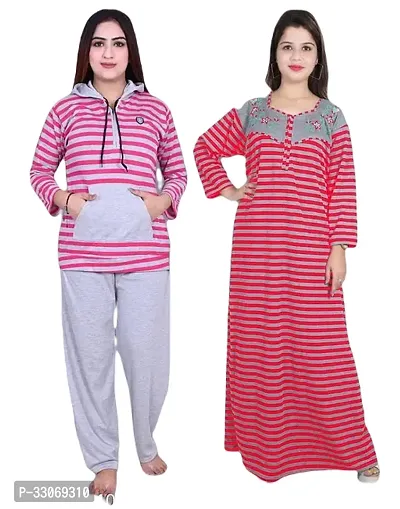 Stylish Top and Bottom with Nighty For Women Combo-thumb0