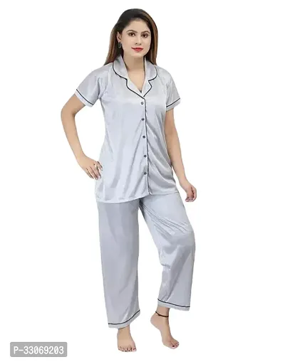 Stylish Satin Top and Bottom Nighty For Women-thumb0