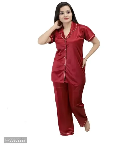 Stylish Satin Top and Bottom Nighty For Women-thumb0