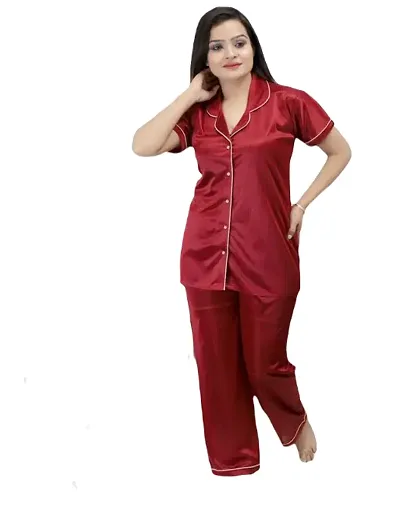 Best Selling Satin Top & Pyjama Set Women's Nightwear 