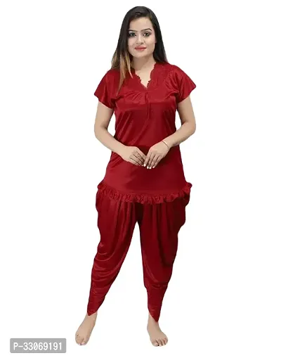 Stylish Satin Top and Pyjama Nighty For Women-thumb0