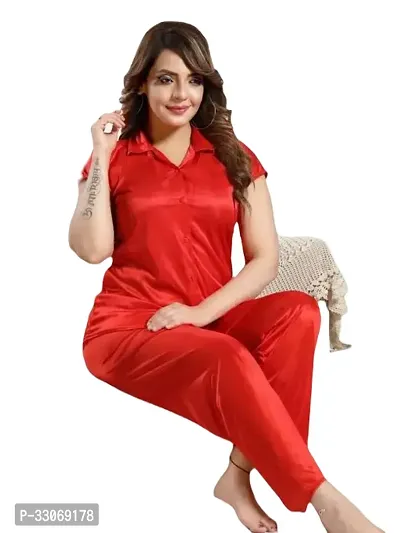 Stylish Satin Top and Pyjama Nighty For Women-thumb0