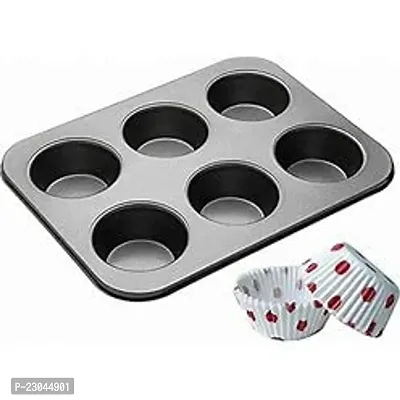 Good Choice 6 Cup Muffin Pan, Non-Stick Baking Pans, Easy To Clean And Perfect For Making Jumbo Muffins Cup Cake (Blac