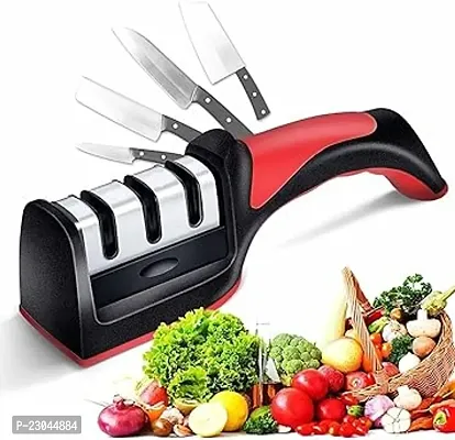 Flexfive Manual Kitchen Knife S Sharpener 3 Stage Advanced Prosfessional Steel Blade Knife Sharpner Tool Home Chef Fast Easy Ceramic Knives Sharping Machine (Pack Of 1, Multi Color)-thumb0