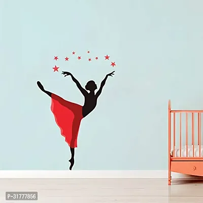 Decorative Vinyl PVC Waterproof Abstract Dancing Star Girl Wall Stickers-thumb0