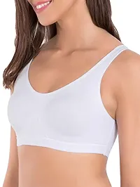 Women's Air Bra, Sports Bra, Stretchable Non-Padded  Non-Wired Seamless Bra, Free Size (Fits Best - Size 28 to 38) White N Skin-thumb1