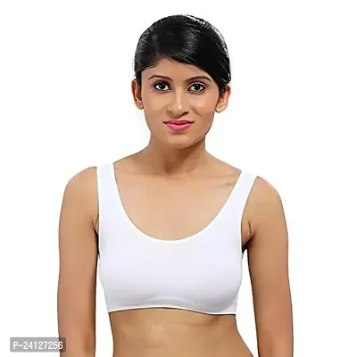 Women's Air Bra, Sports Bra, Stretchable Non-Padded  Non-Wired Seamless Bra, Free Size (Fits Best - Size 28 to 38) Black n White