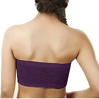 Beauty Plus Women's Poly Cotton Wire-free Strapless Non-Padded Tube Bra (Pink, Light Brown, Dark Purple, 28-B) -Combo of 3-thumb2