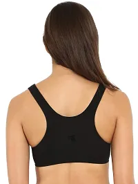 Jockey Women's Cotton Blend Padded, With Removable Pads Wire Free Sports Bra Black  Skin-thumb1