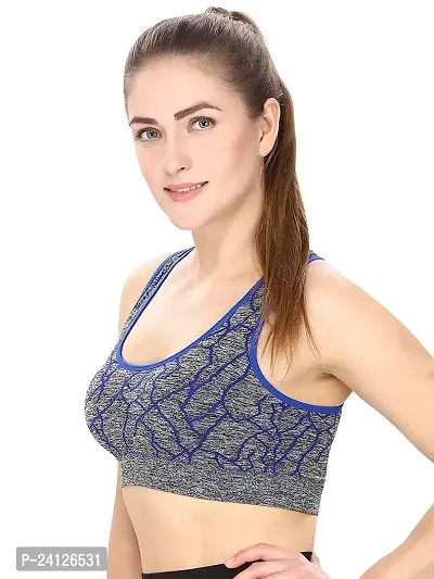 Beauty Plus Multi Shade Racer Back Sports Bra Pack of 1 (Size :30) Blue-thumb3