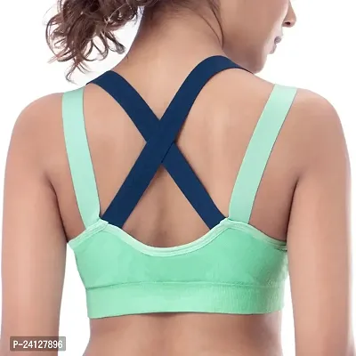 Beauty Plus Women's Sexy Crossbody Back Women Sports Bra, Professional Quick Dry Padded Shockproof Gym Fitness Running Yoga Sports Push Up Bra Tops Light Green (Pack of 1) Size: 30B-thumb2