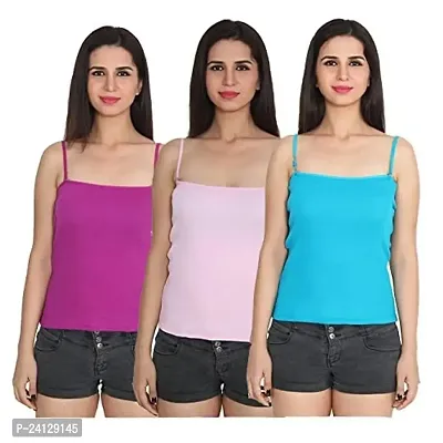 Beauty Plus Women Camisole Crop Top Spaghetti Strap Adjustable Straps (Pack of 3)