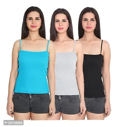 Beauty Plus Women Camisole Crop Top Spaghetti Strap Adjustable Straps (Pack of 3)