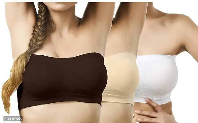 Buy Women's Tube Bra, Multicolor Wirefree, Strapless, Non Padded (Fit Best Size  28 B to 36B) Colors (Dark Chocolate,Skin,White) Size: 32B (Combo of 3)  Online In India At Discounted Prices